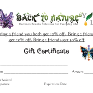 $50 Gift Certificate Back To Nature